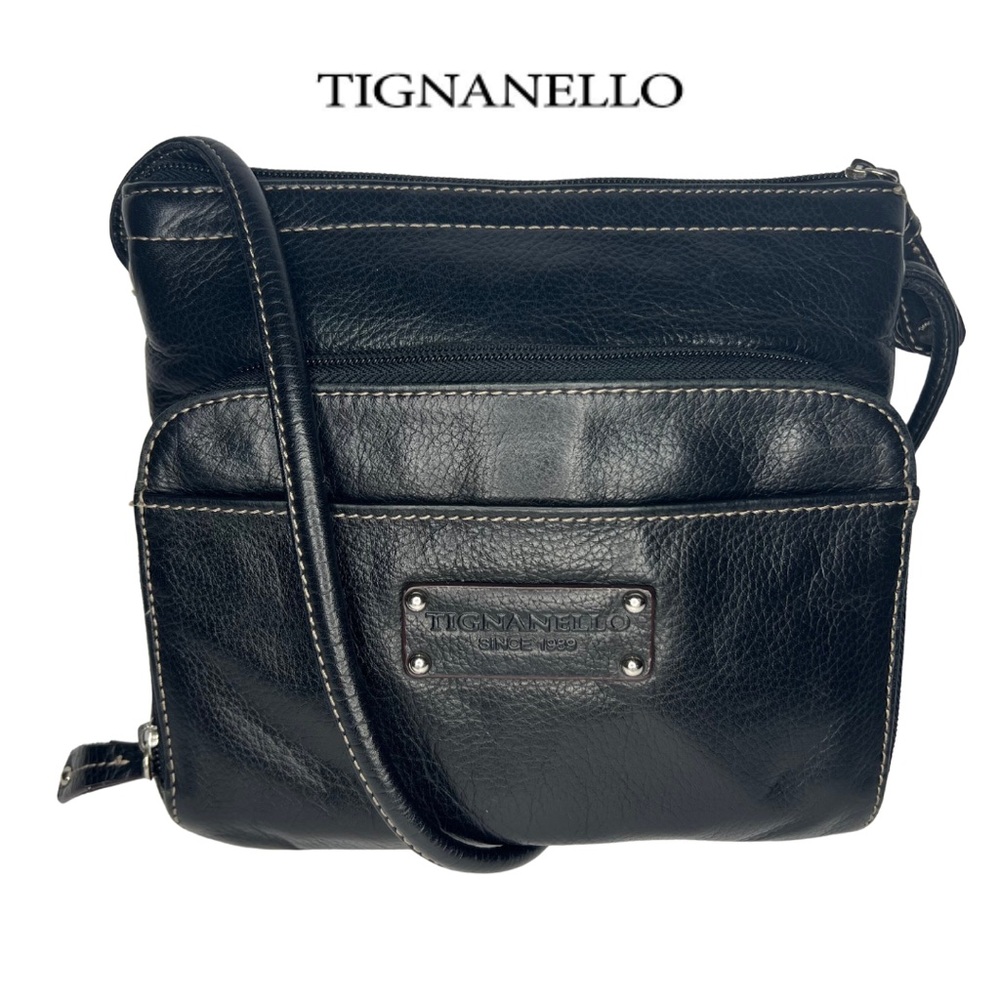 Tignanello | Women's Black Leather Crossbody Bag